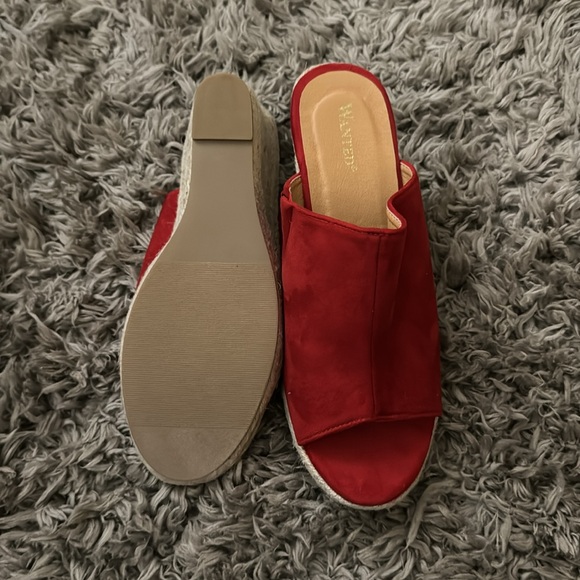 Red Suede Wedge Mules - Picture 5 of 5